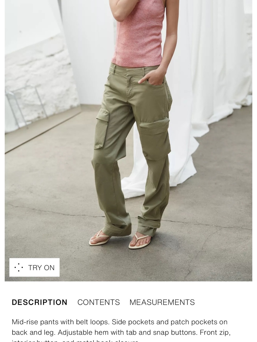 Zara Olive Green Straight-Leg Cargo Pants SZ M